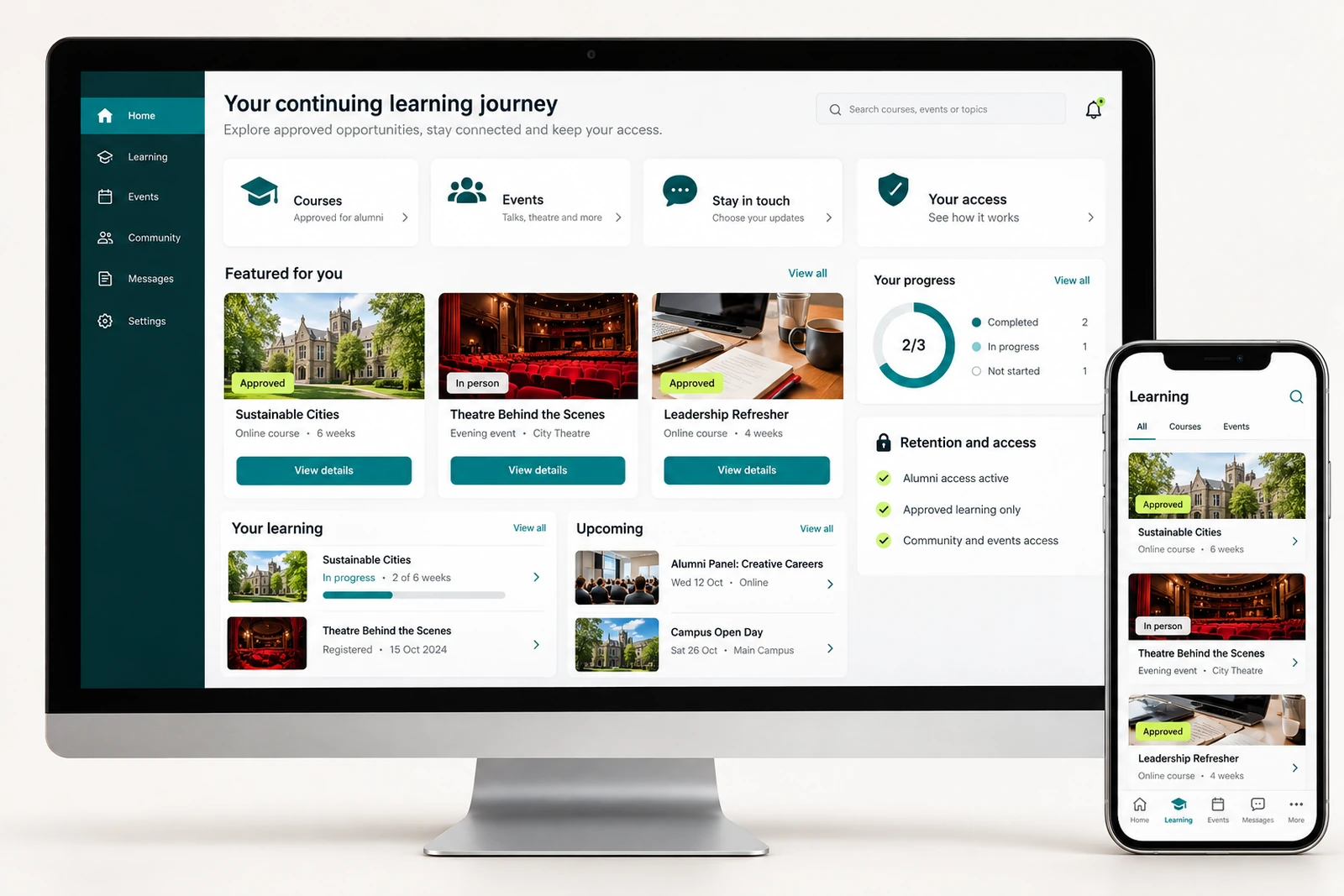 Education & learning — Alumni and continuing learning journeys interface concept