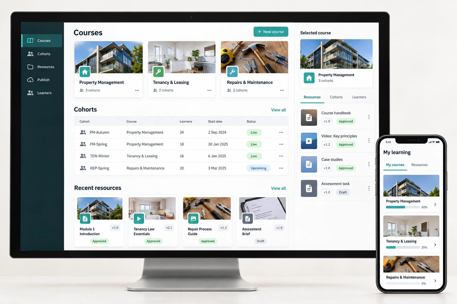 Education & learning — Learner and instructor portals interface concept