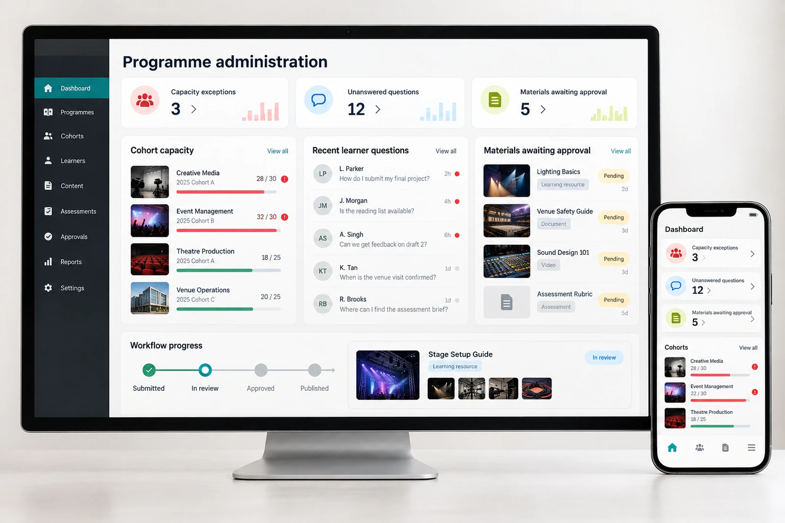 Education & learning — Programme administration dashboard interface concept