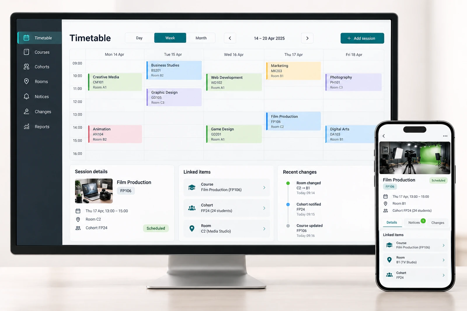 Education & learning — Schedule and room coordination interface concept