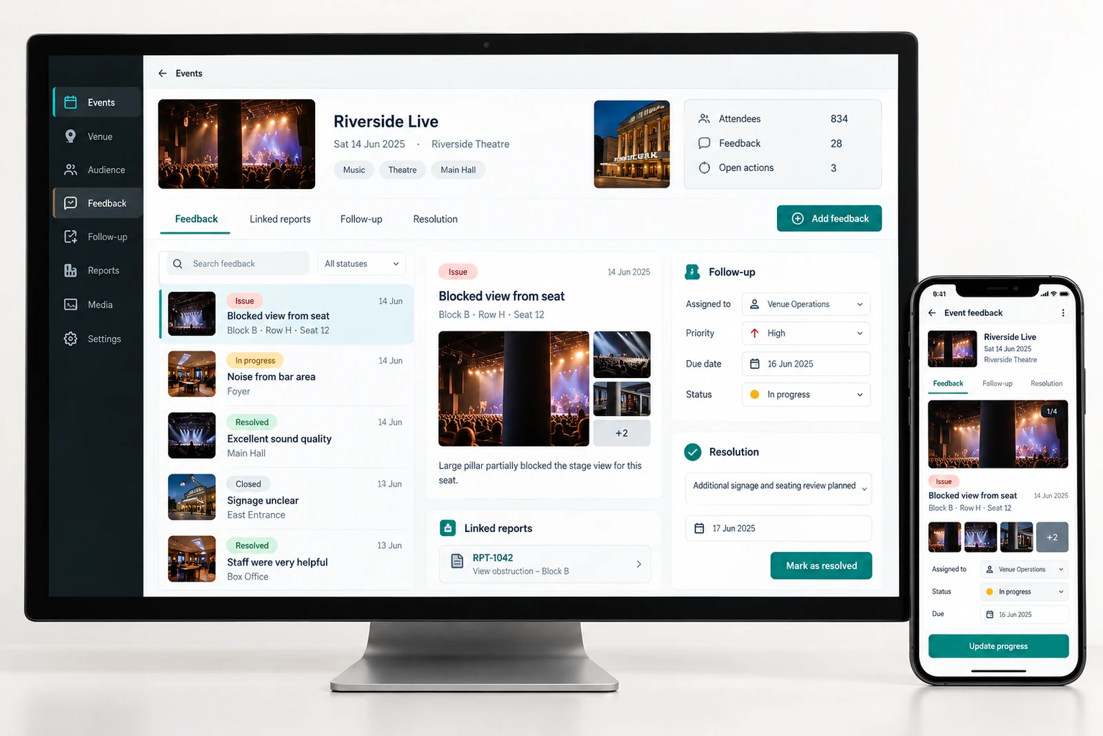 Arts & entertainment — Event feedback and follow-up interface concept
