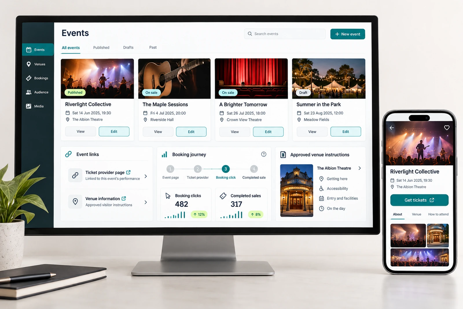 Arts & entertainment — Audience and booking journeys interface concept