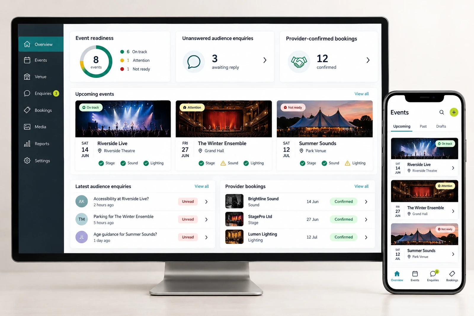 Arts & entertainment — Organiser reporting interface concept
