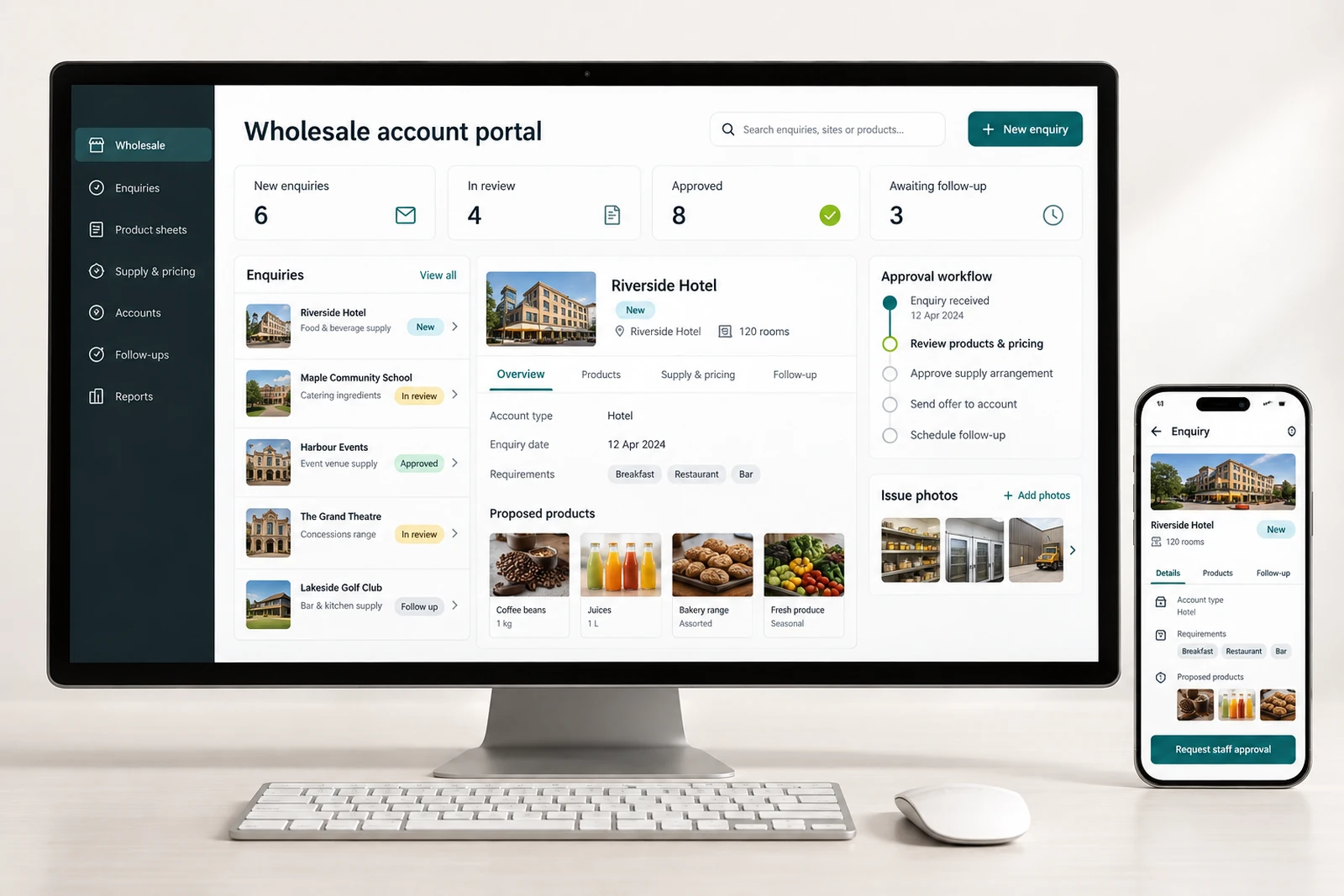 Food & beverage — Wholesale account portal interface concept