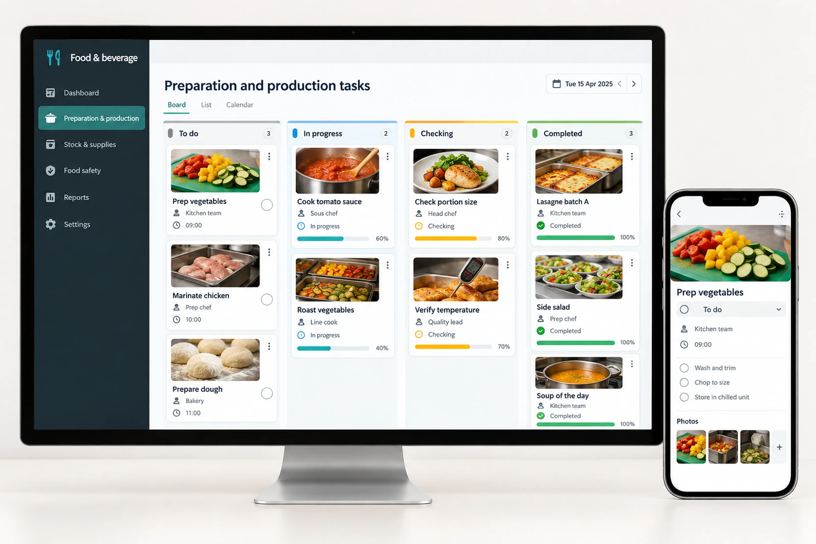 Food & beverage — Preparation and production tasks interface concept