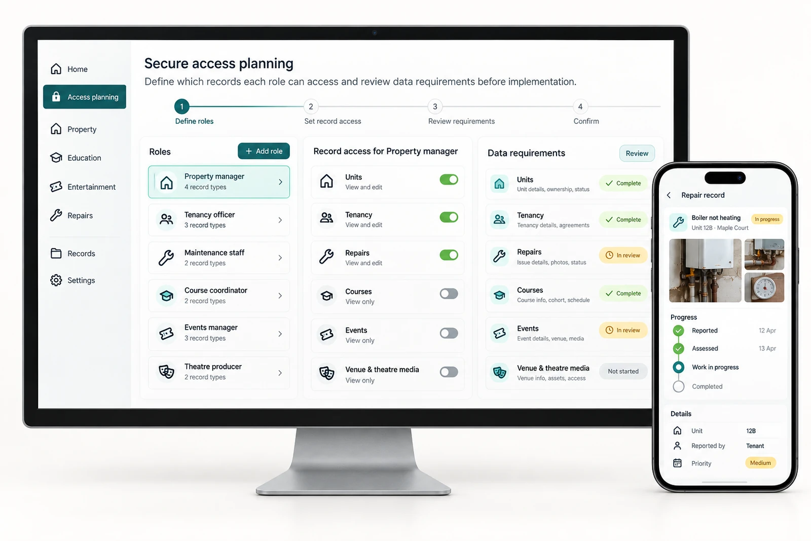 Health & wellness — Secure access planning interface concept