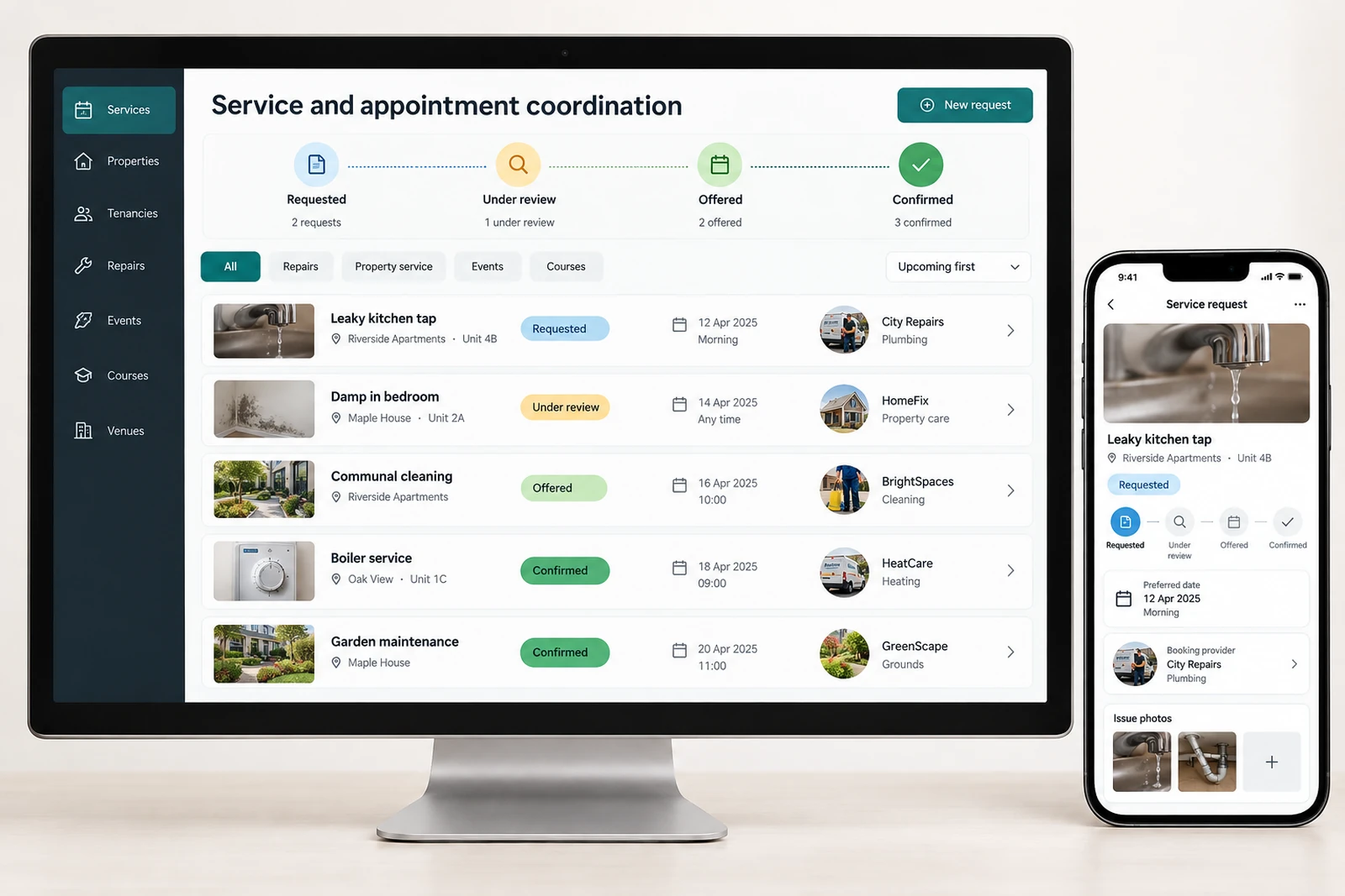 Health & wellness — Service and appointment coordination interface concept