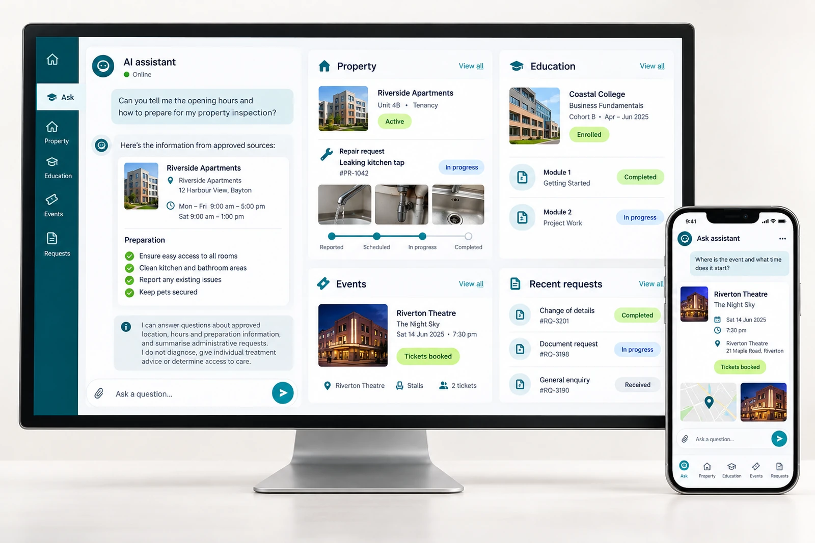Health & wellness — AI administrative assistant interface concept