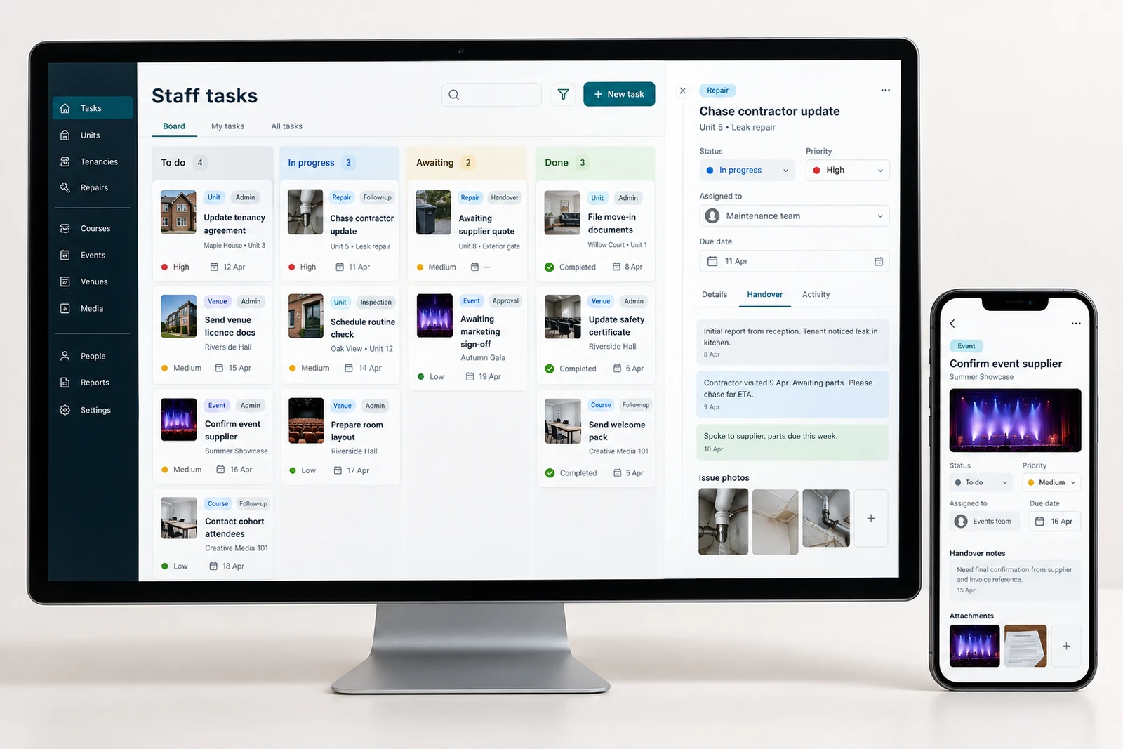 Health & wellness — Staff task and coverage coordination interface concept