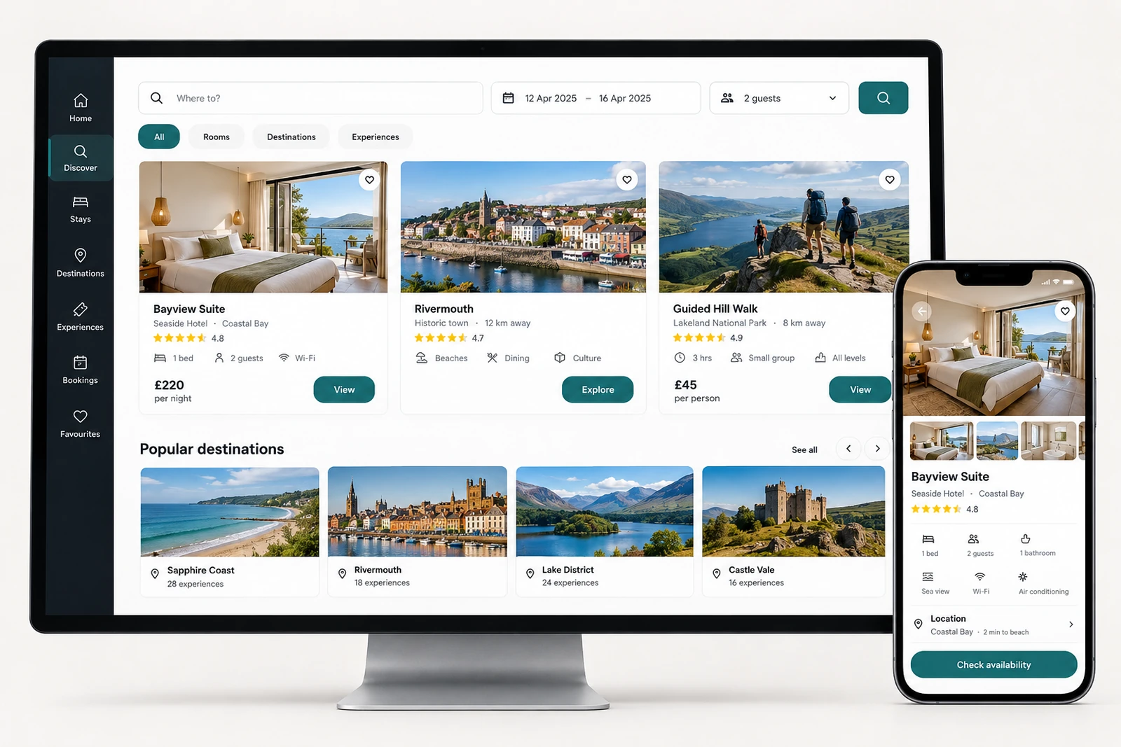 Travel & hospitality — Experience discovery interface concept