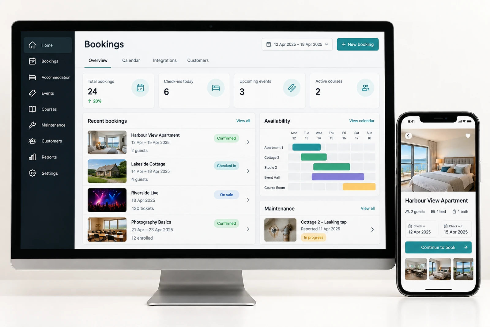 Travel & hospitality — Booking integrations interface concept