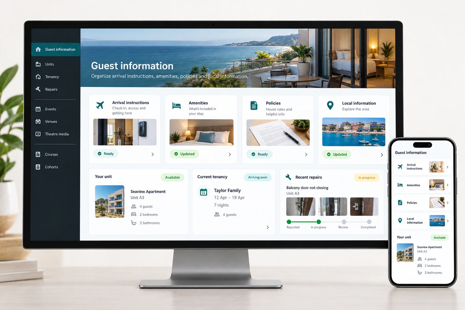 Travel & hospitality — Guest information interface concept