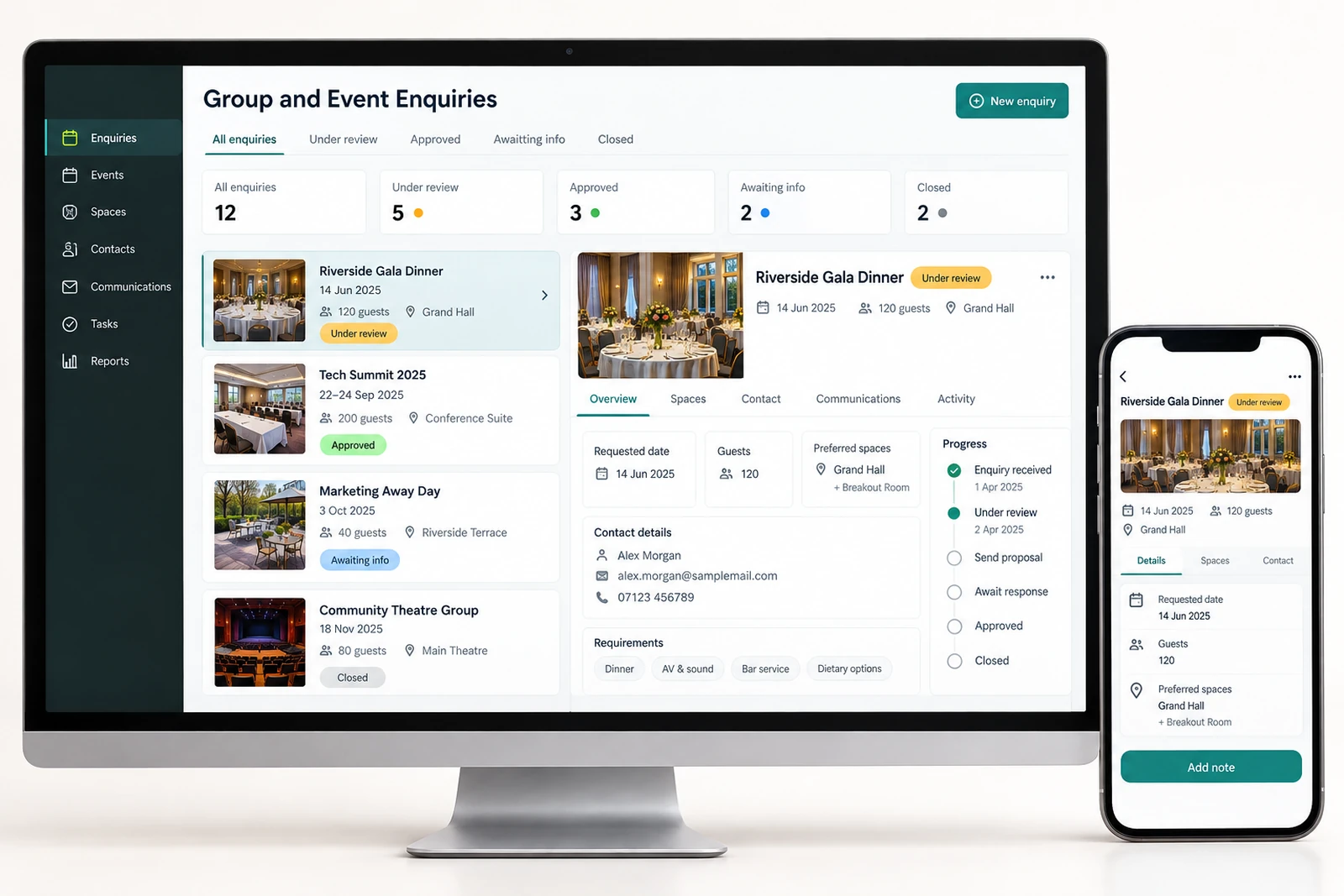 Travel & hospitality — Group and event enquiries interface concept