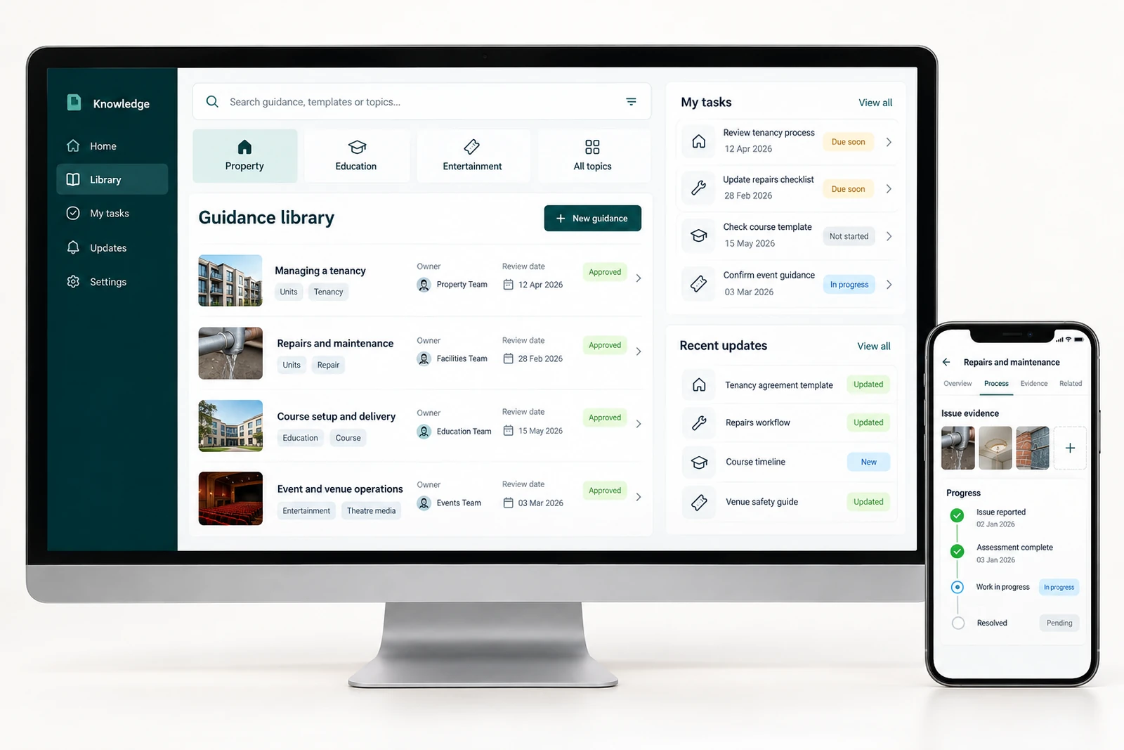 Legal & advisory — Internal knowledge management interface concept