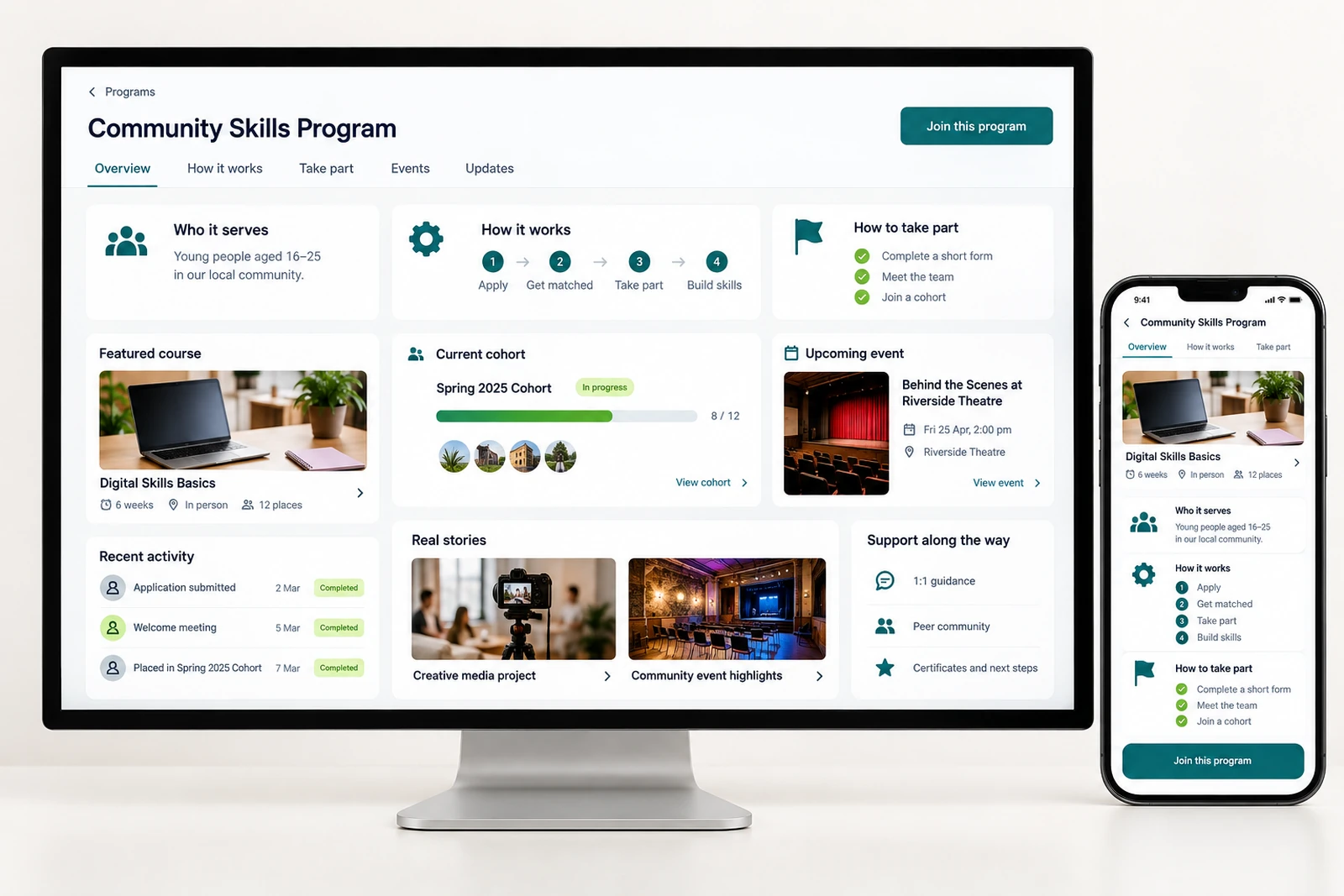 Nonprofits & community — Program information interface concept