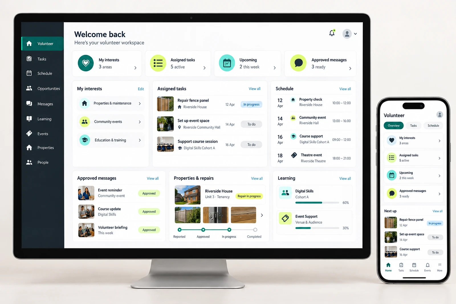 Nonprofits & community — Volunteer coordination interface concept