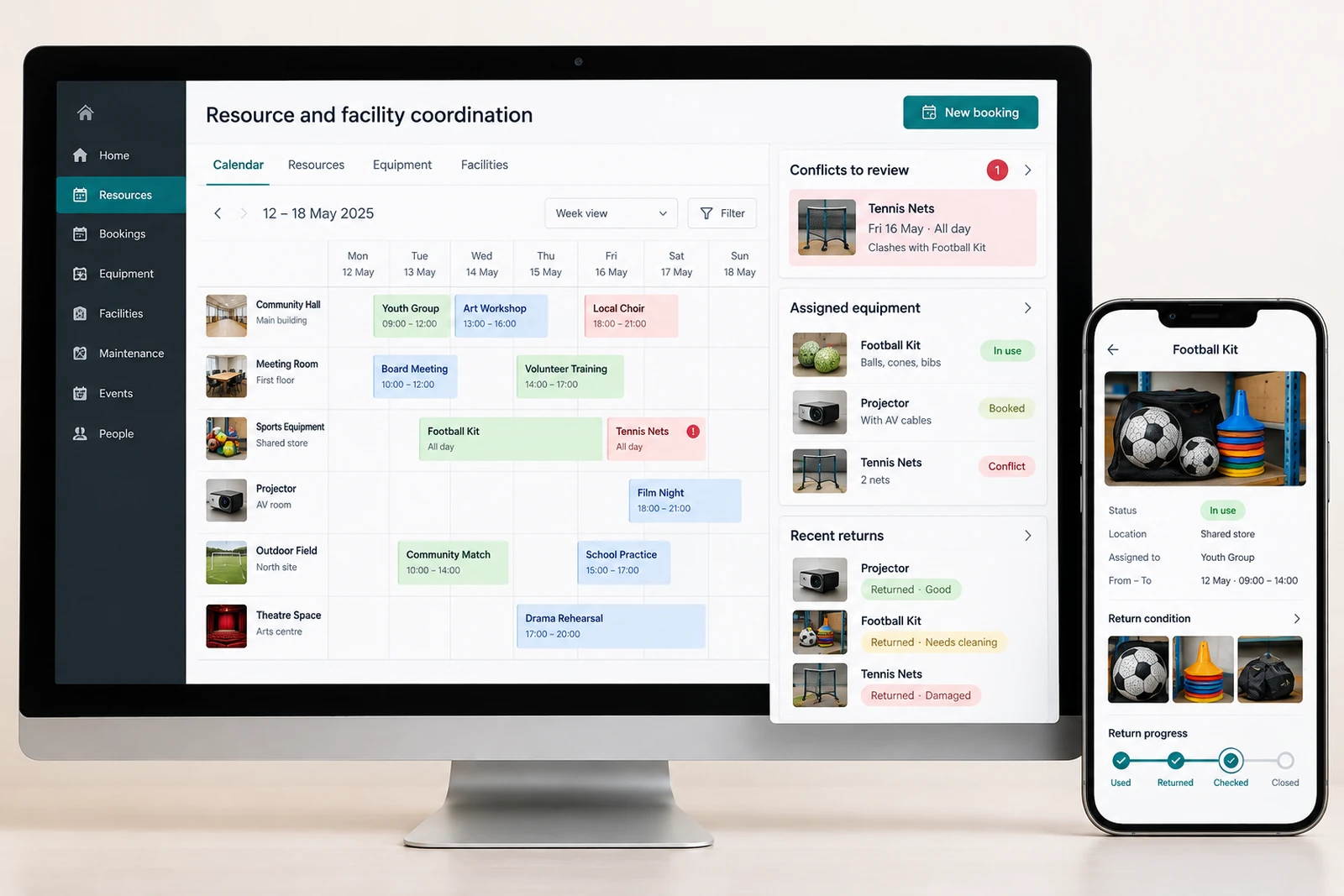 Nonprofits & community — Resource and facility coordination interface concept