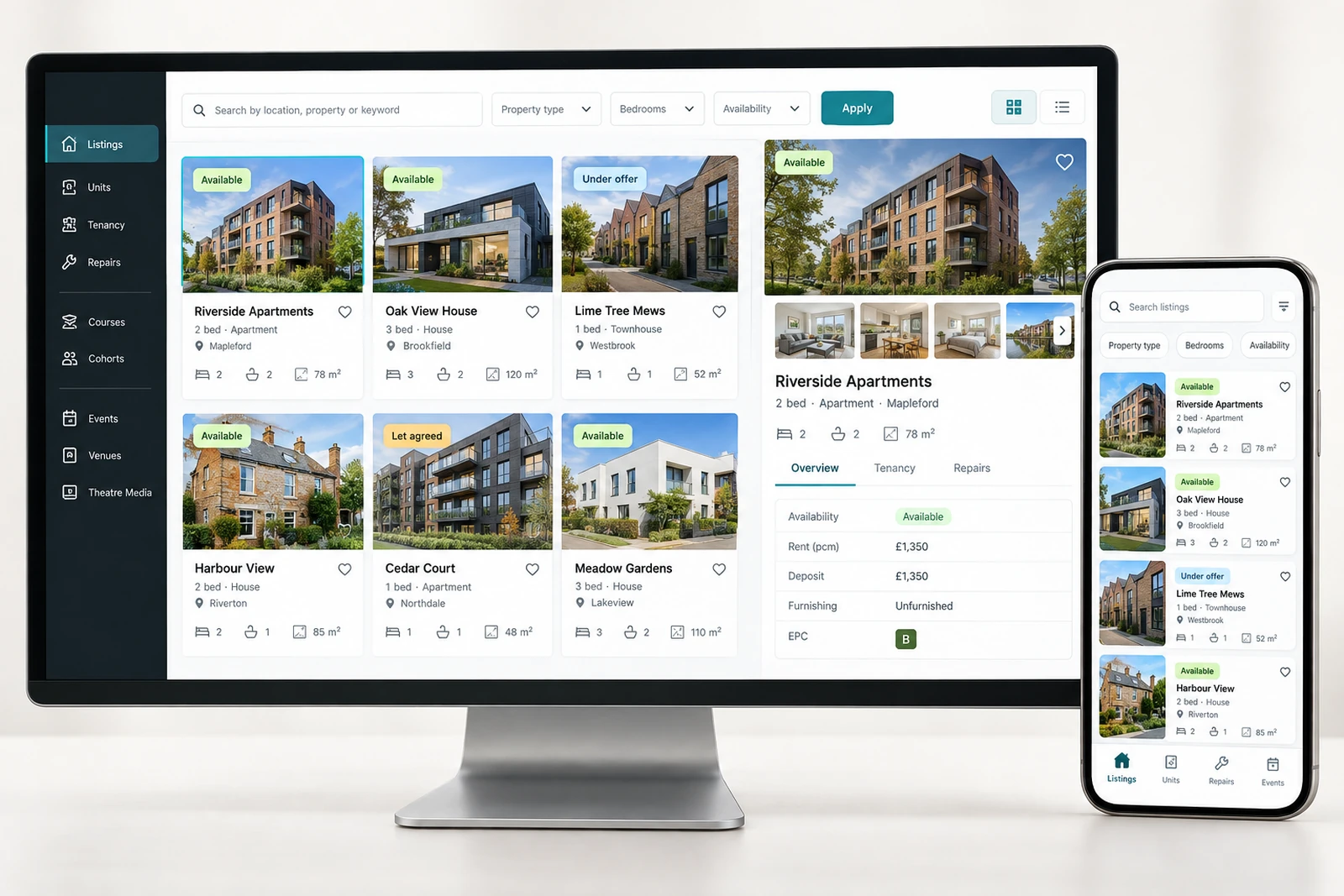 Real estate & property — Listing interfaces interface concept