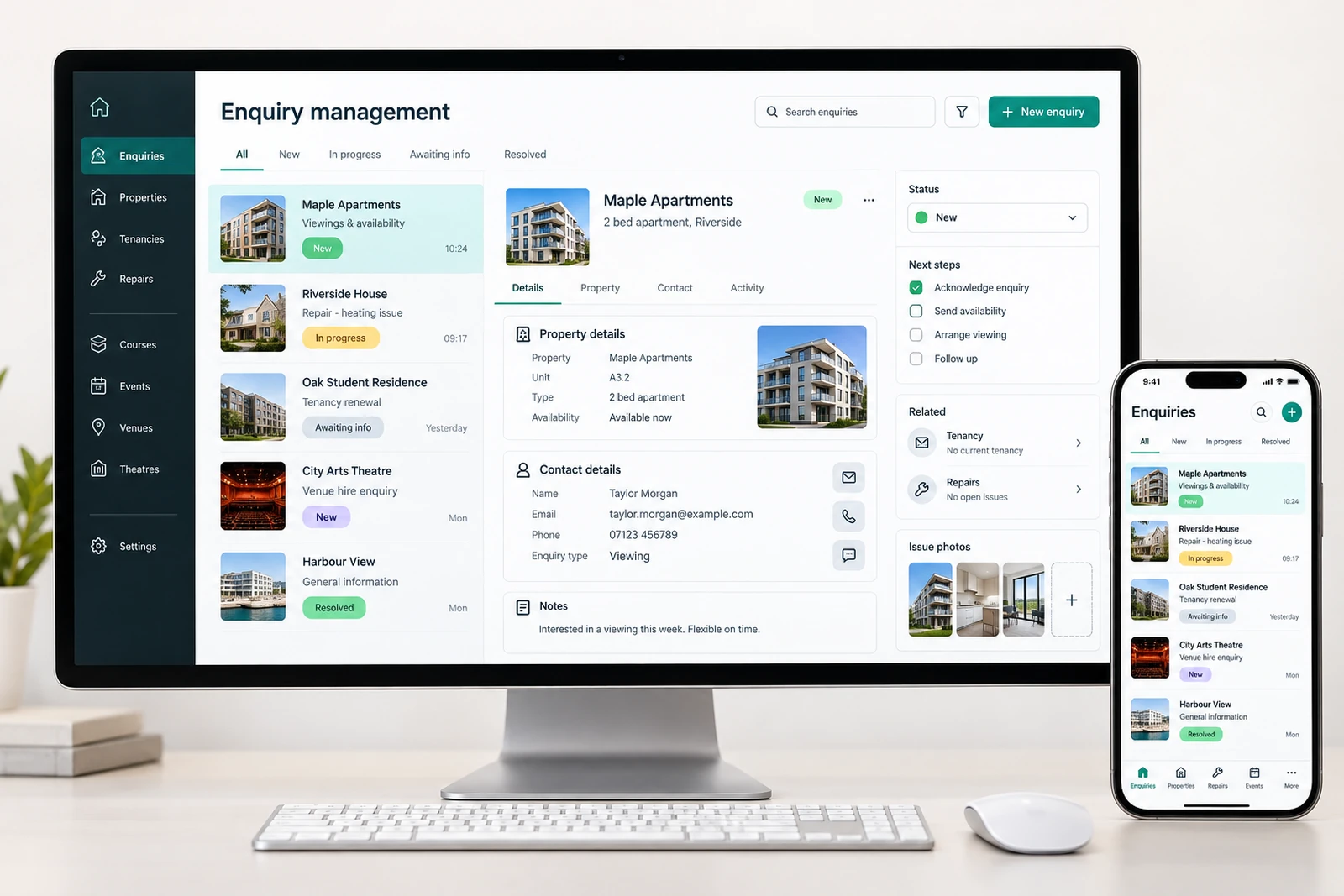 Real estate & property — Enquiry management interface concept