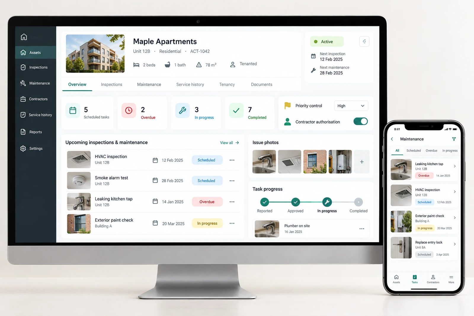 Real estate & property — Preventive maintenance scheduling interface concept