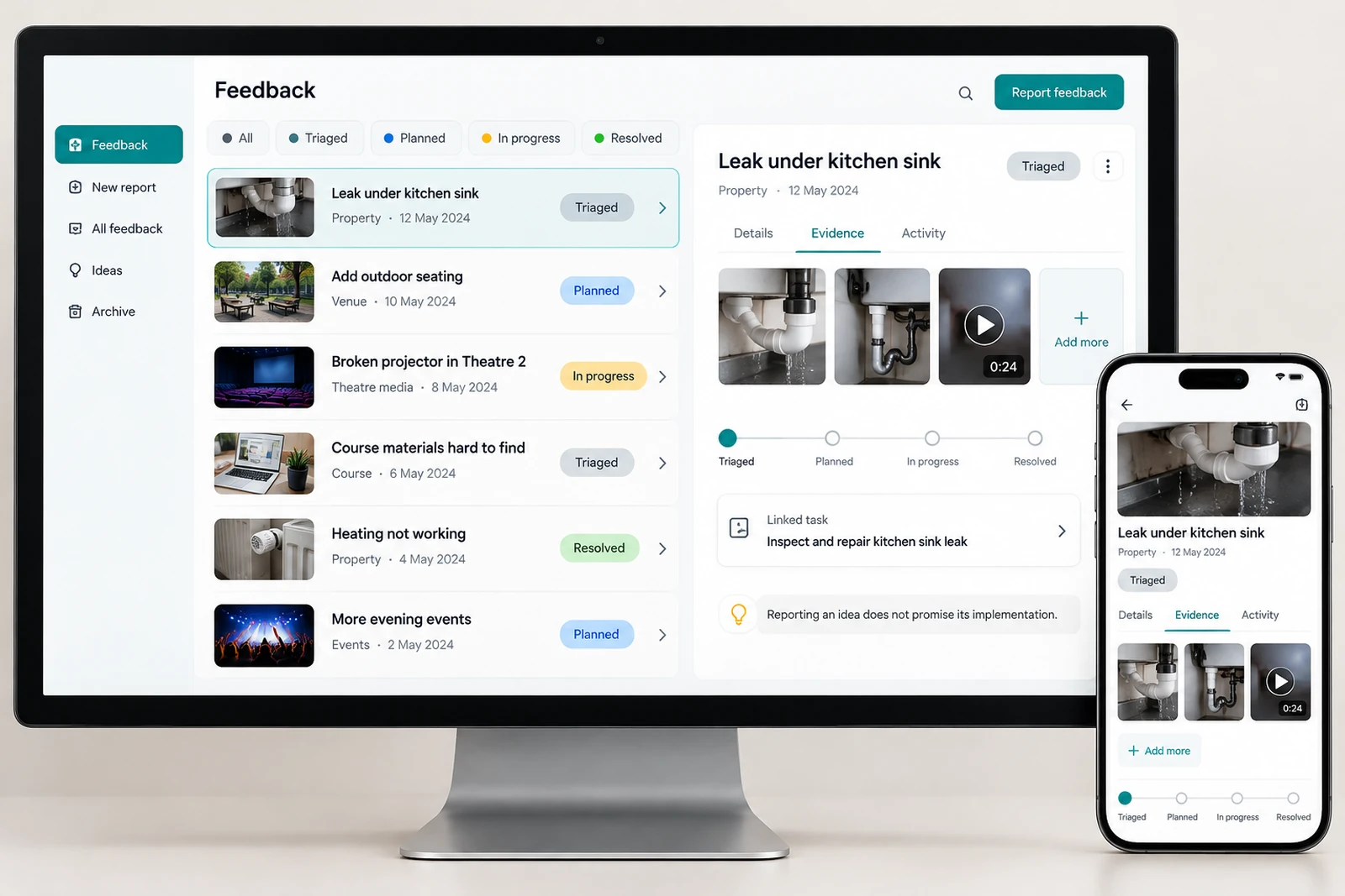 Startups & founders — User feedback with screenshots and video interface concept