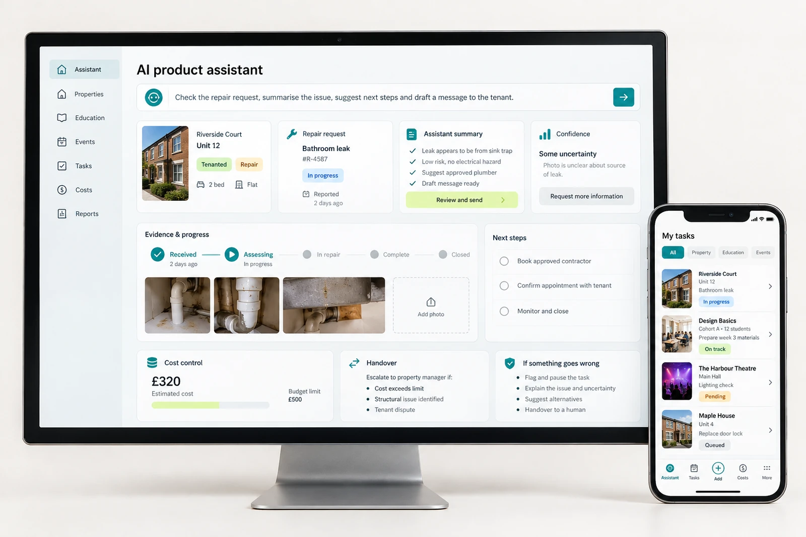 Startups & founders — AI product assistant interface concept