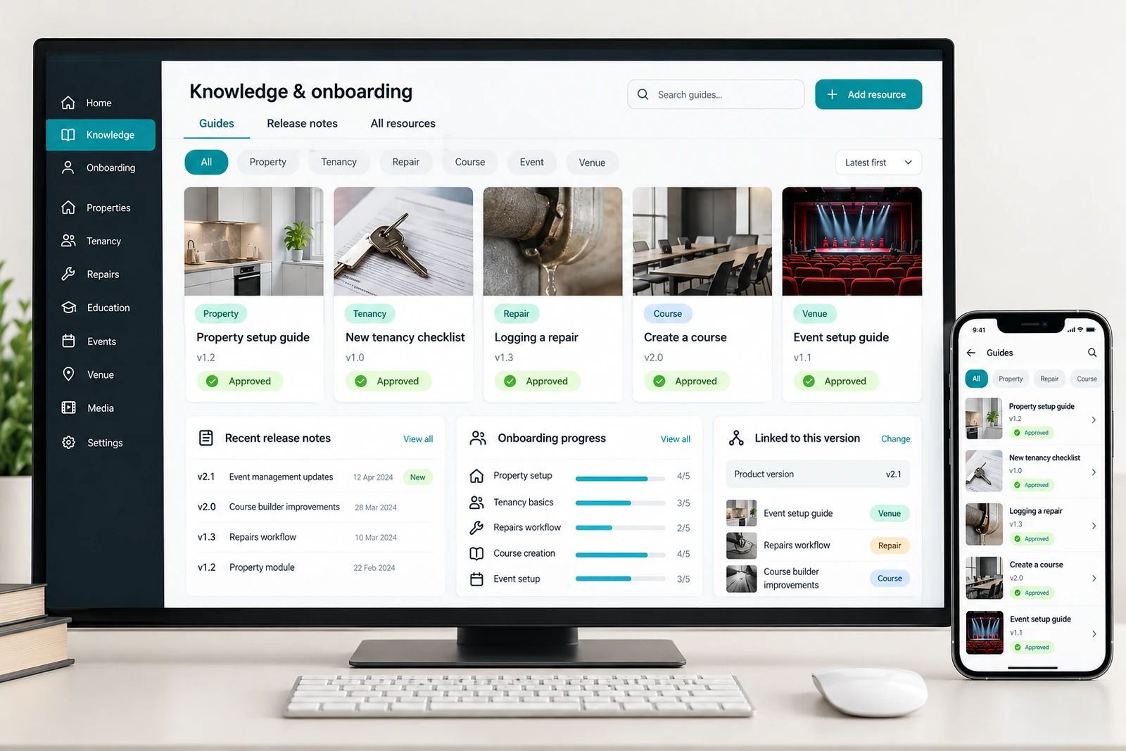 Startups & founders — Knowledge and onboarding resources interface concept