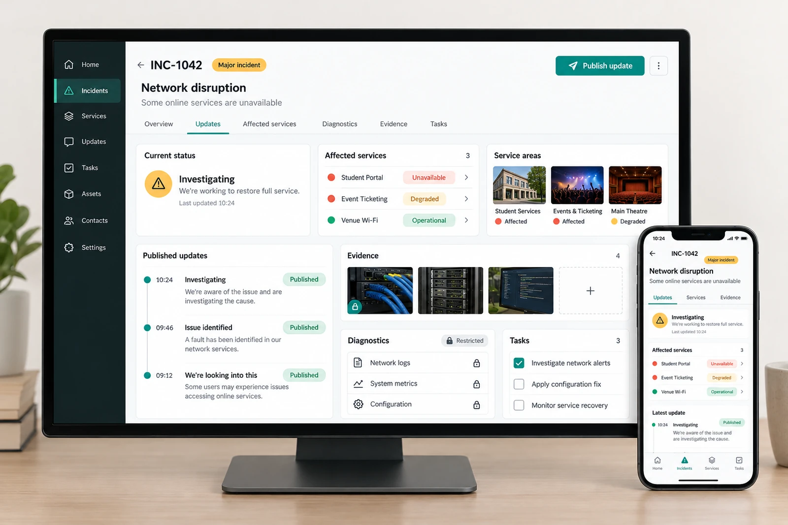 Technology businesses — Incident and service communications interface concept