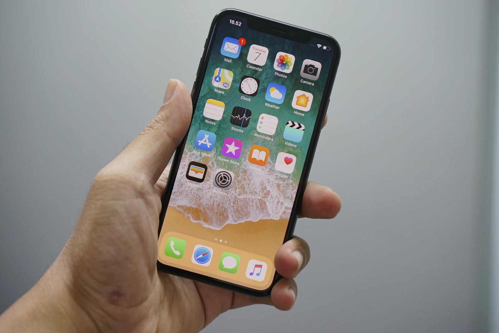A smartphone held in one hand