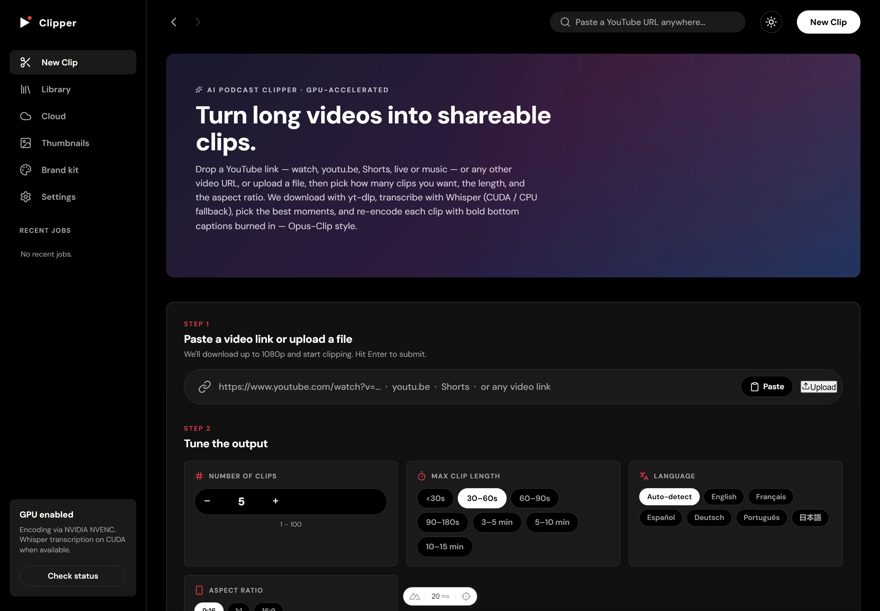 AI Podcast Clipper — application screenshot
