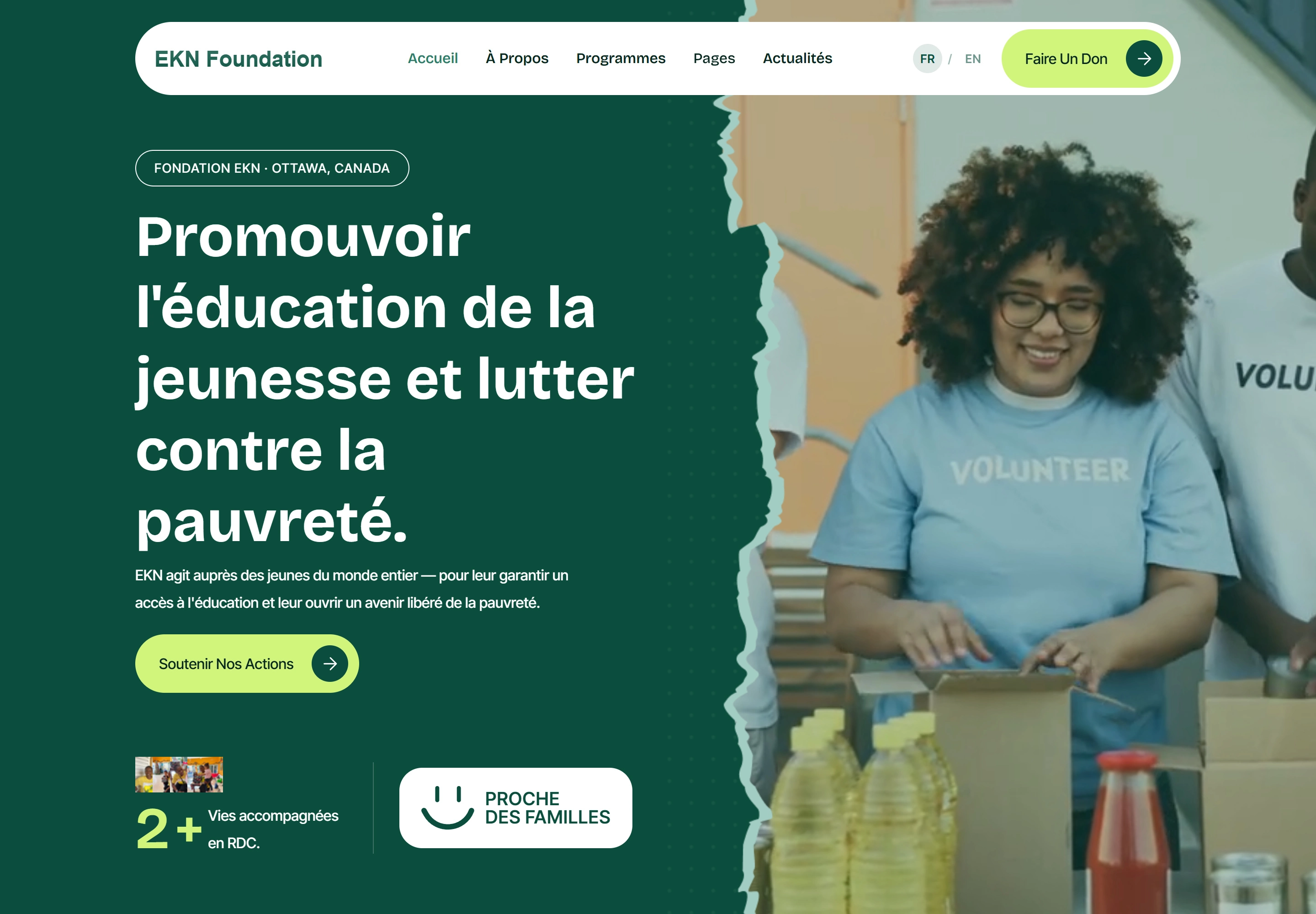 EKN Foundation website — application screenshot