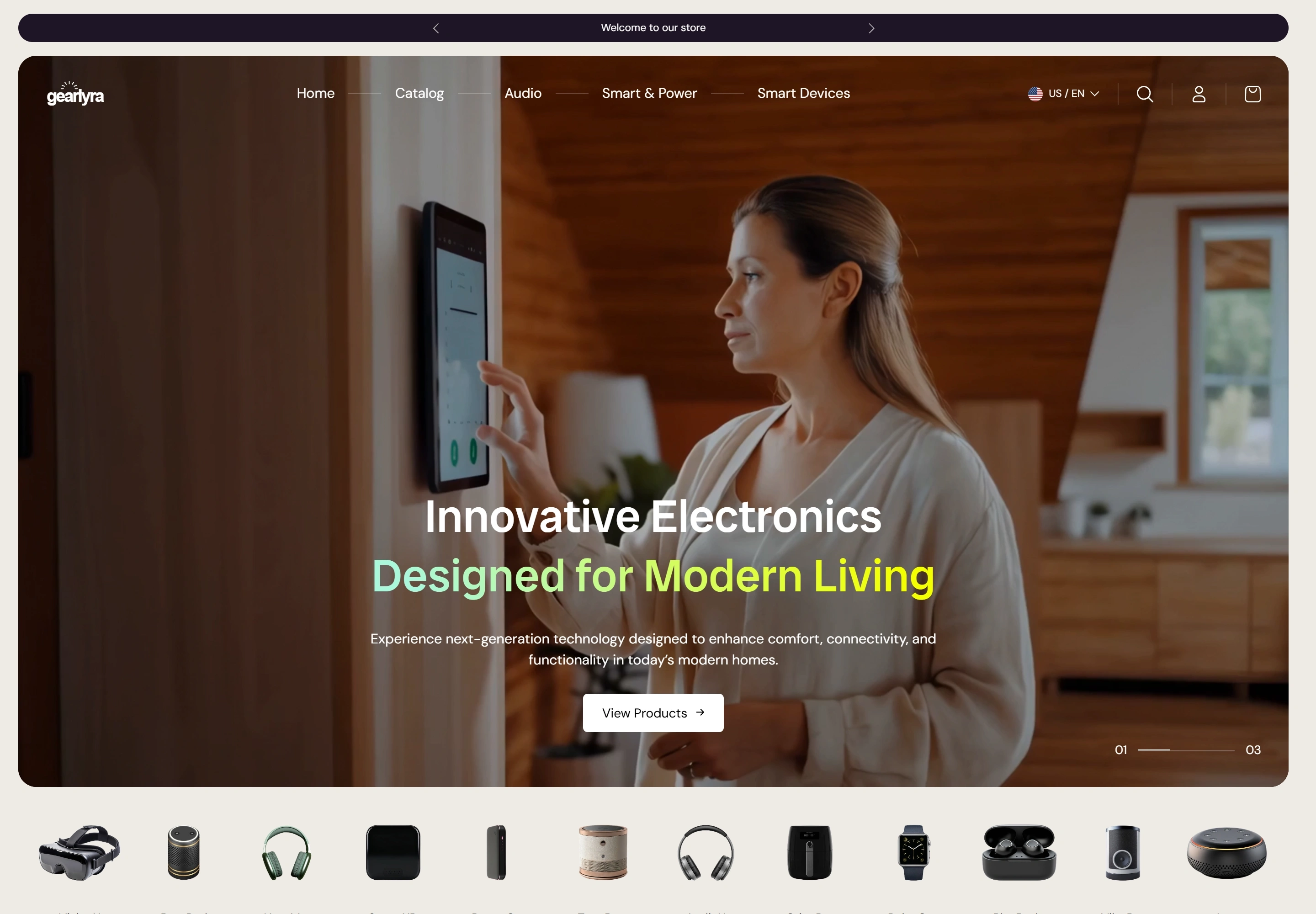 GearLyra ecommerce website — application screenshot