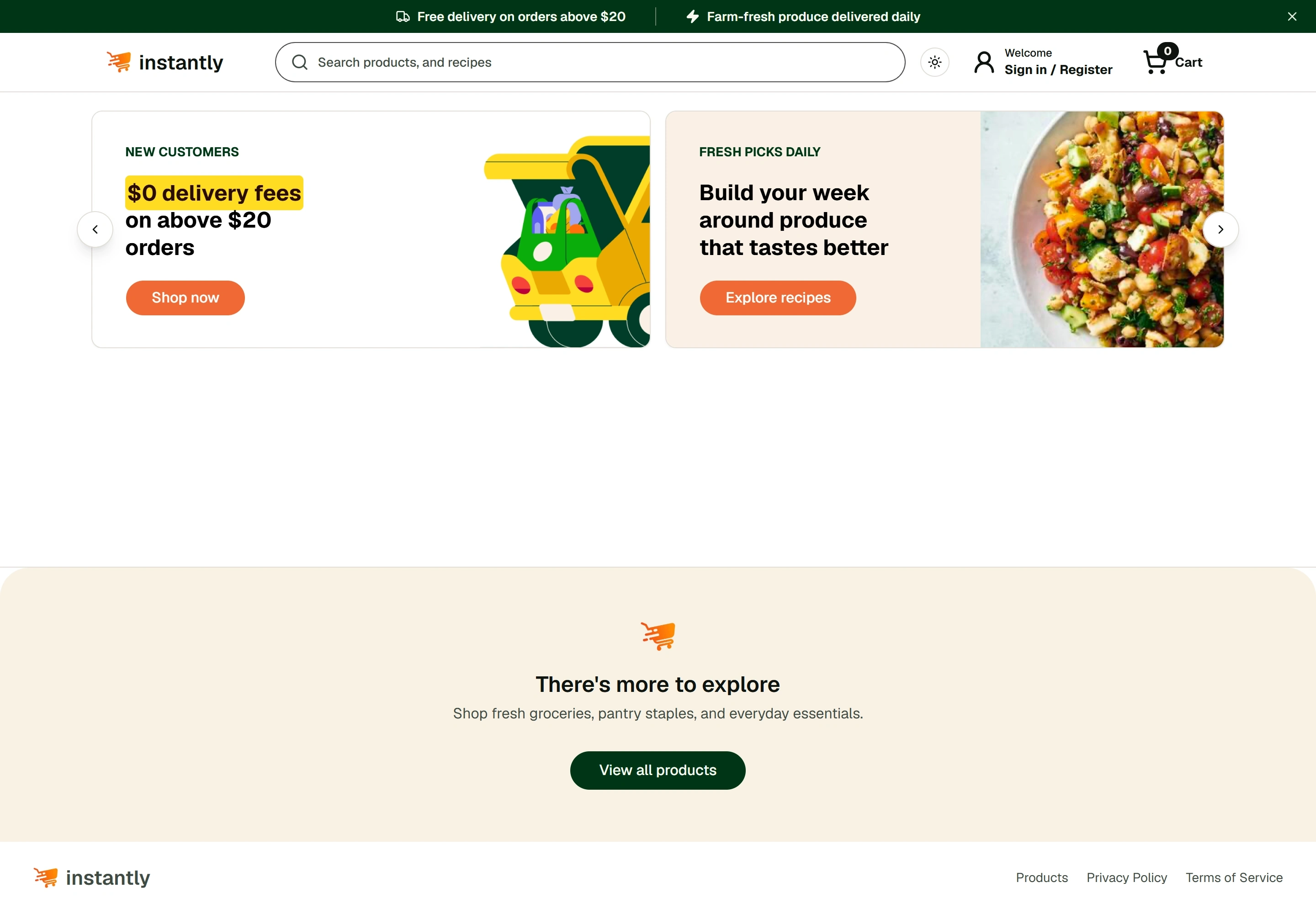 Order delivery application — application screenshot