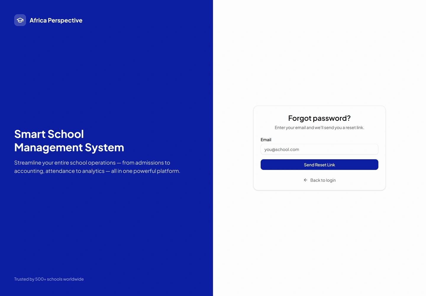 AfricaPerspective school management — Forgot password