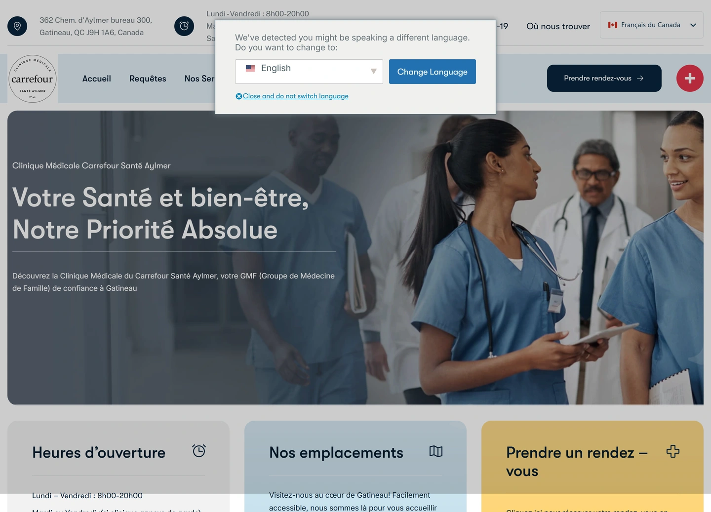 CMCSA clinic website — Main page