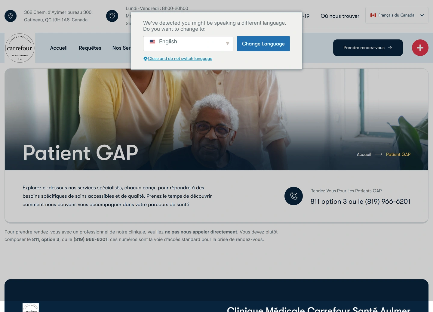 CMCSA clinic website — Service / patient gap