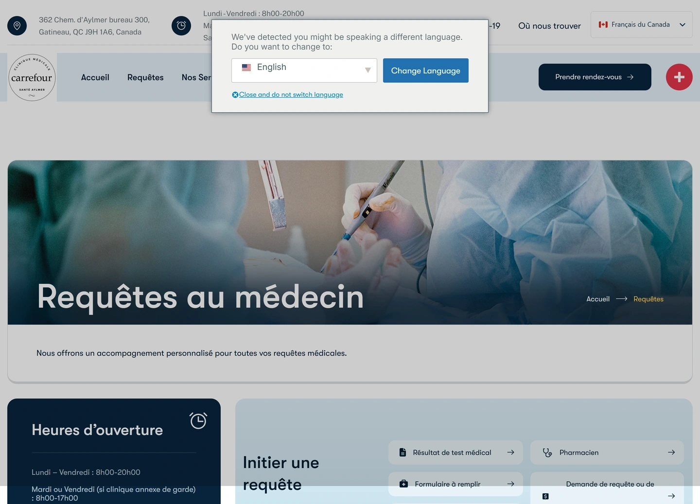CMCSA clinic website — Requetes