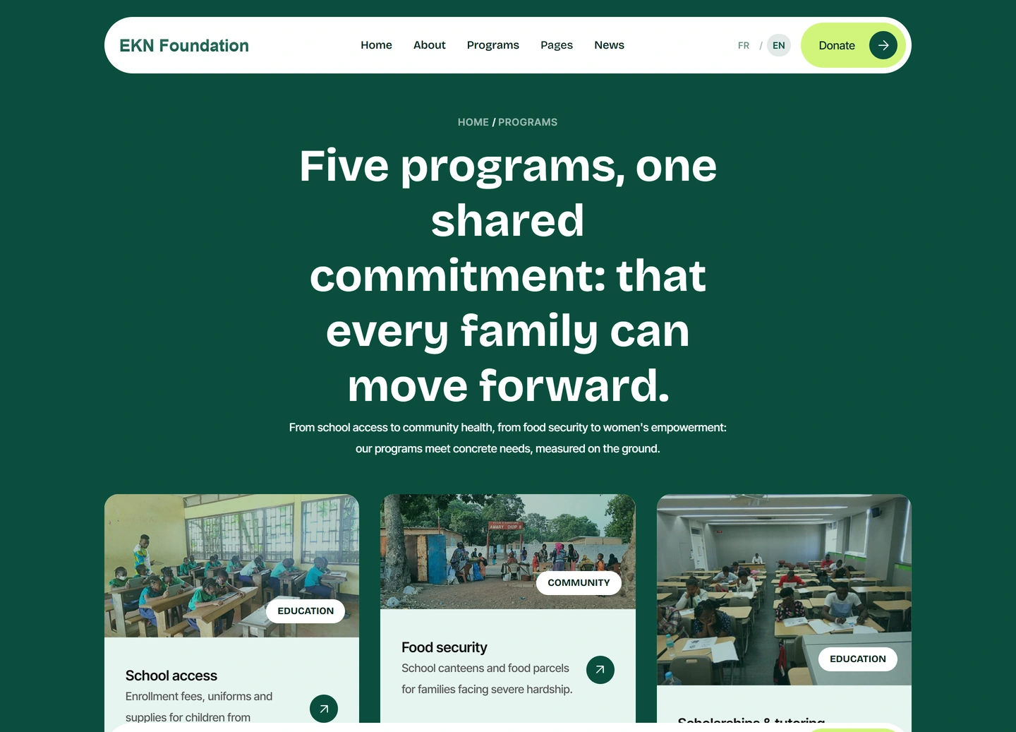 EKN Foundation website — En / template pages / programs