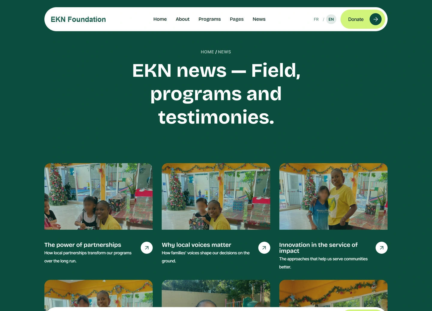 EKN Foundation website — En / template pages / blogs