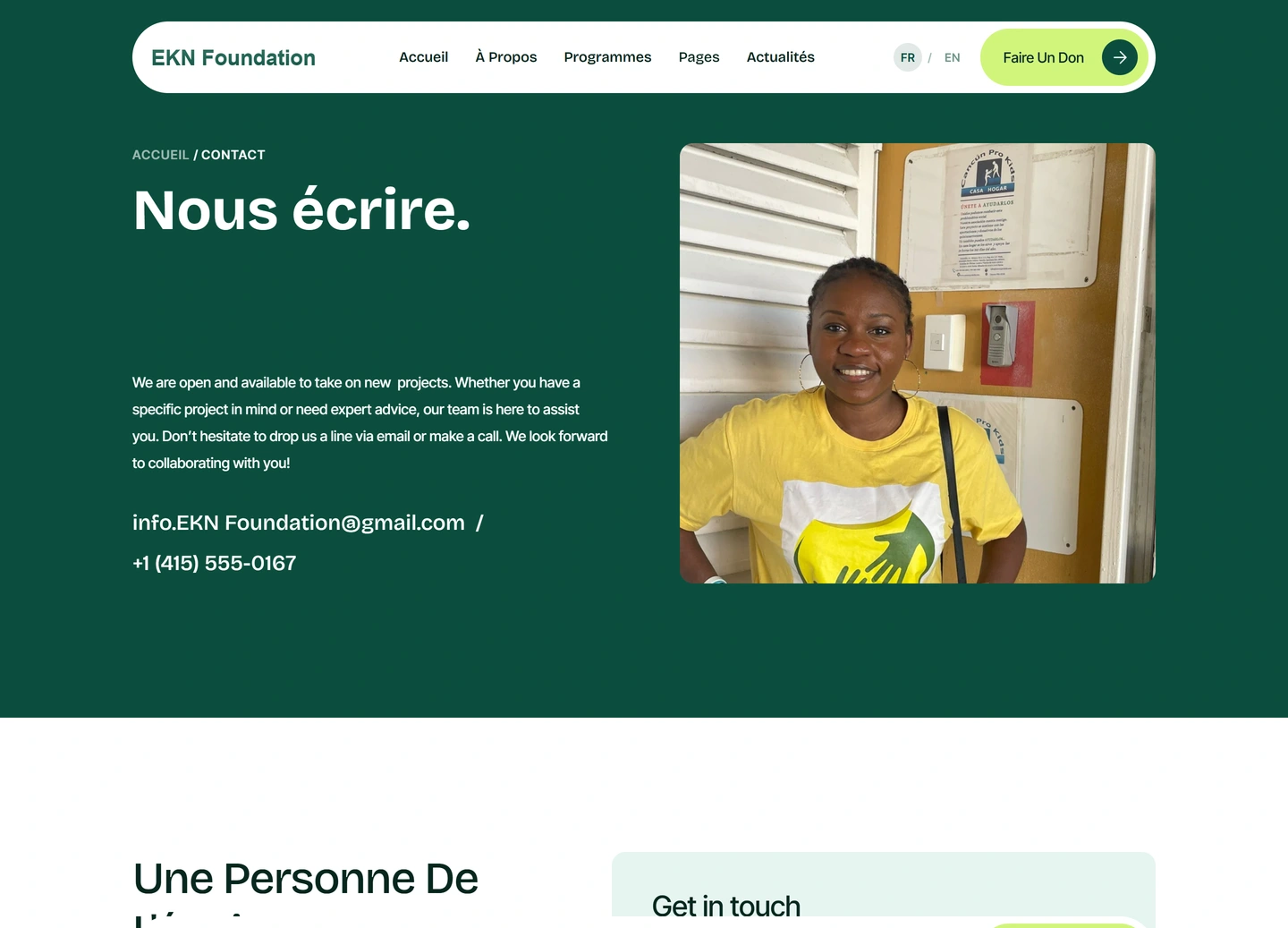 EKN Foundation website — Template pages / contact us