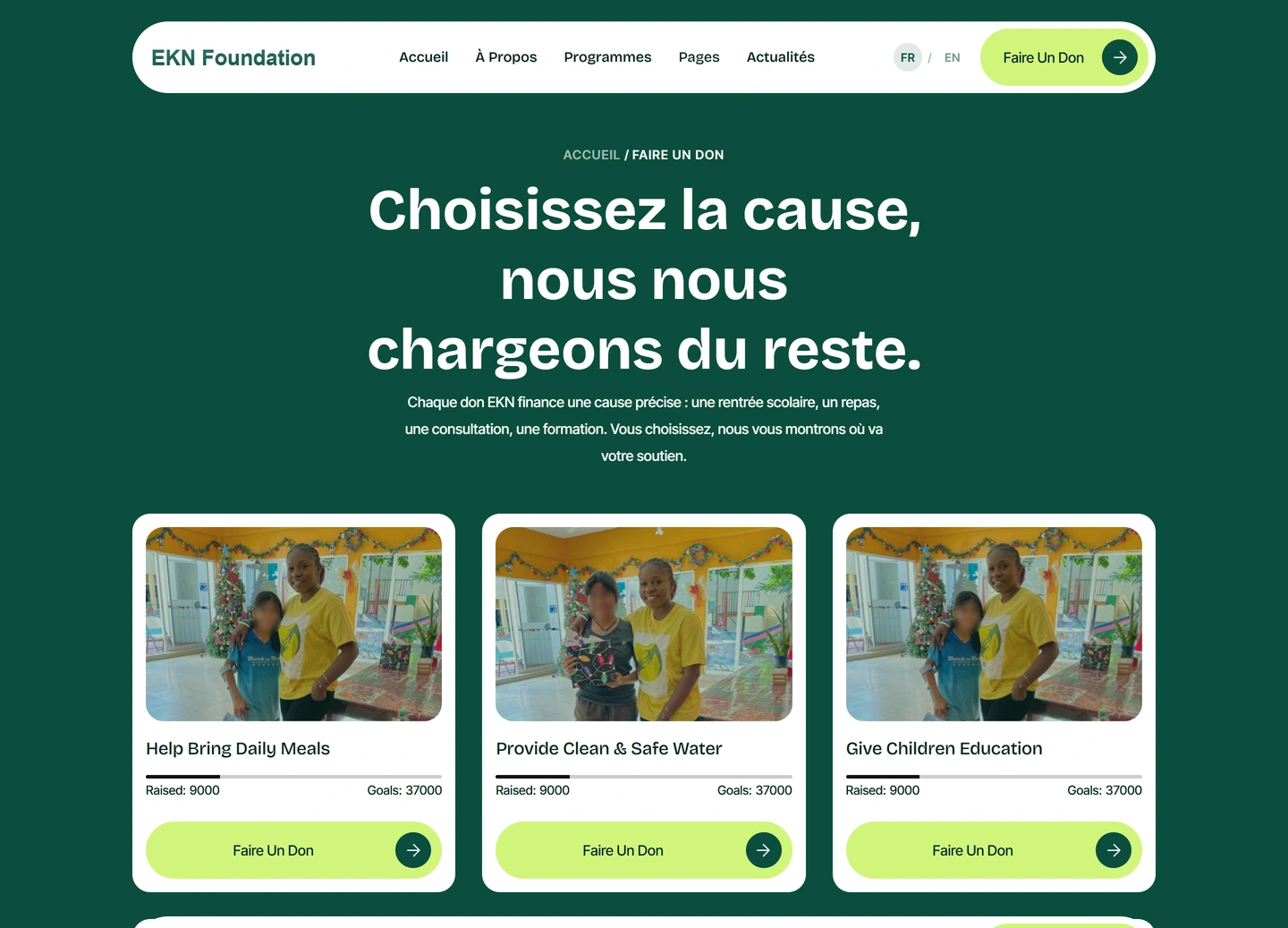EKN Foundation website — Template pages / donation