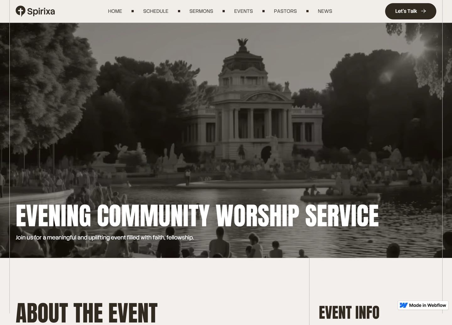 Famille d’impact website — Events / evening community worship service