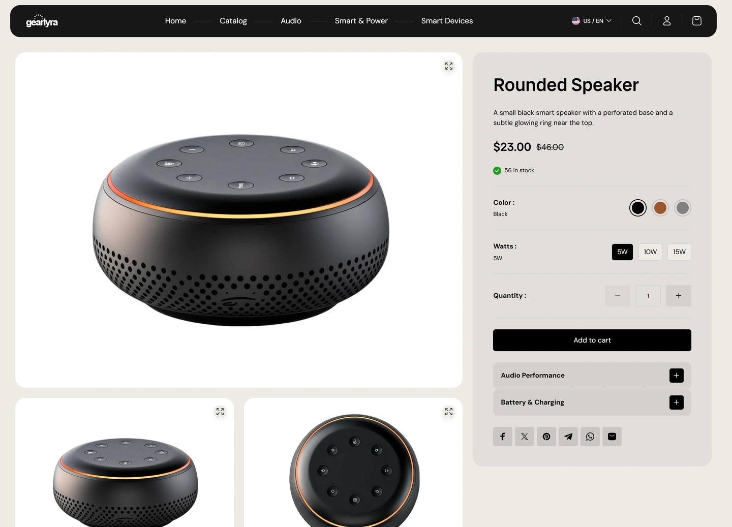 GearLyra ecommerce website — Products / rounded alexa