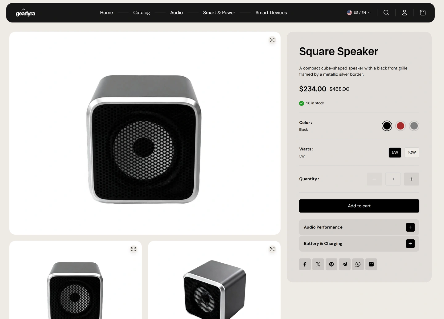 GearLyra ecommerce website — Products / wireless headphones