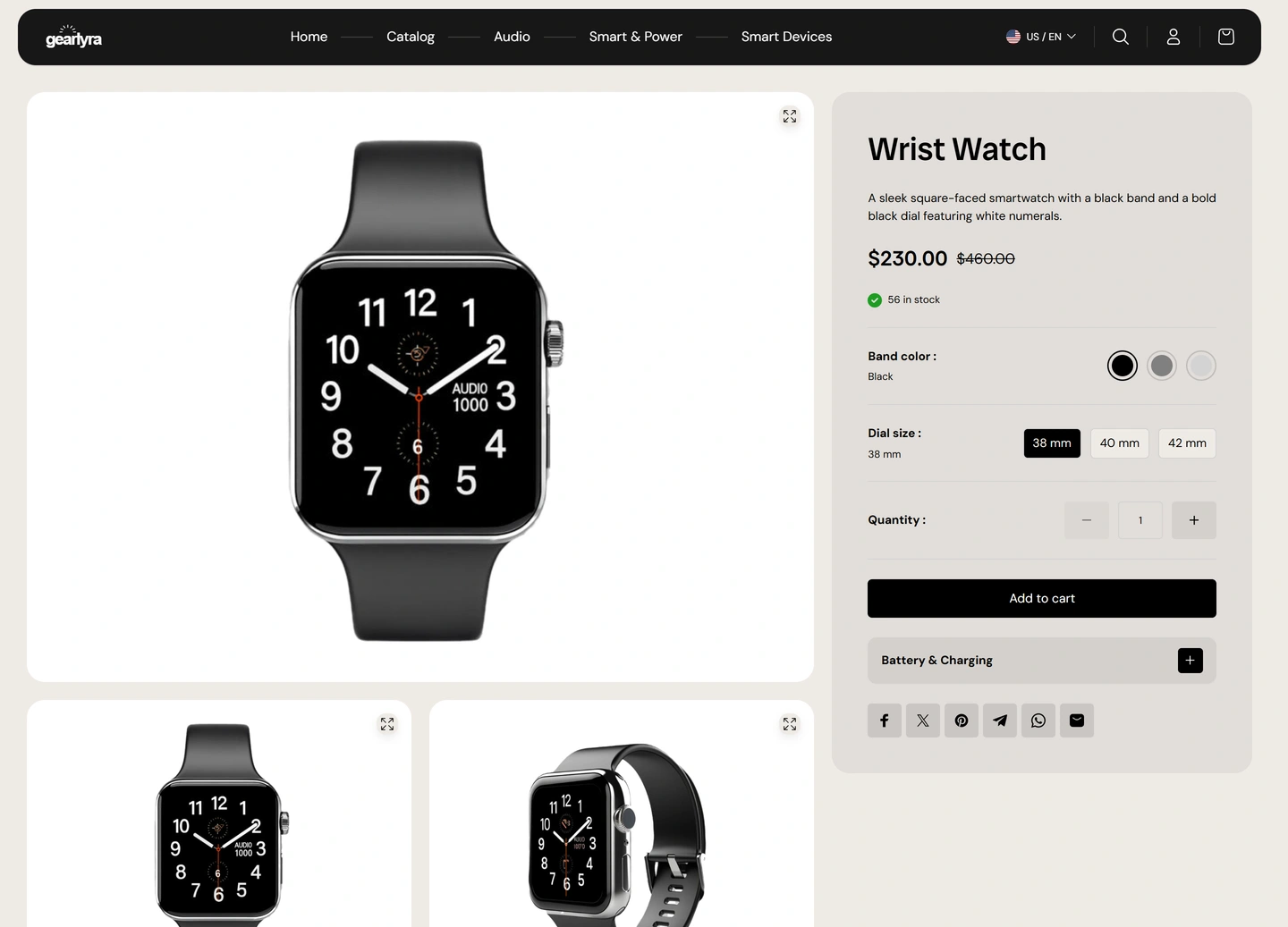 GearLyra ecommerce website — Products / wrist watch