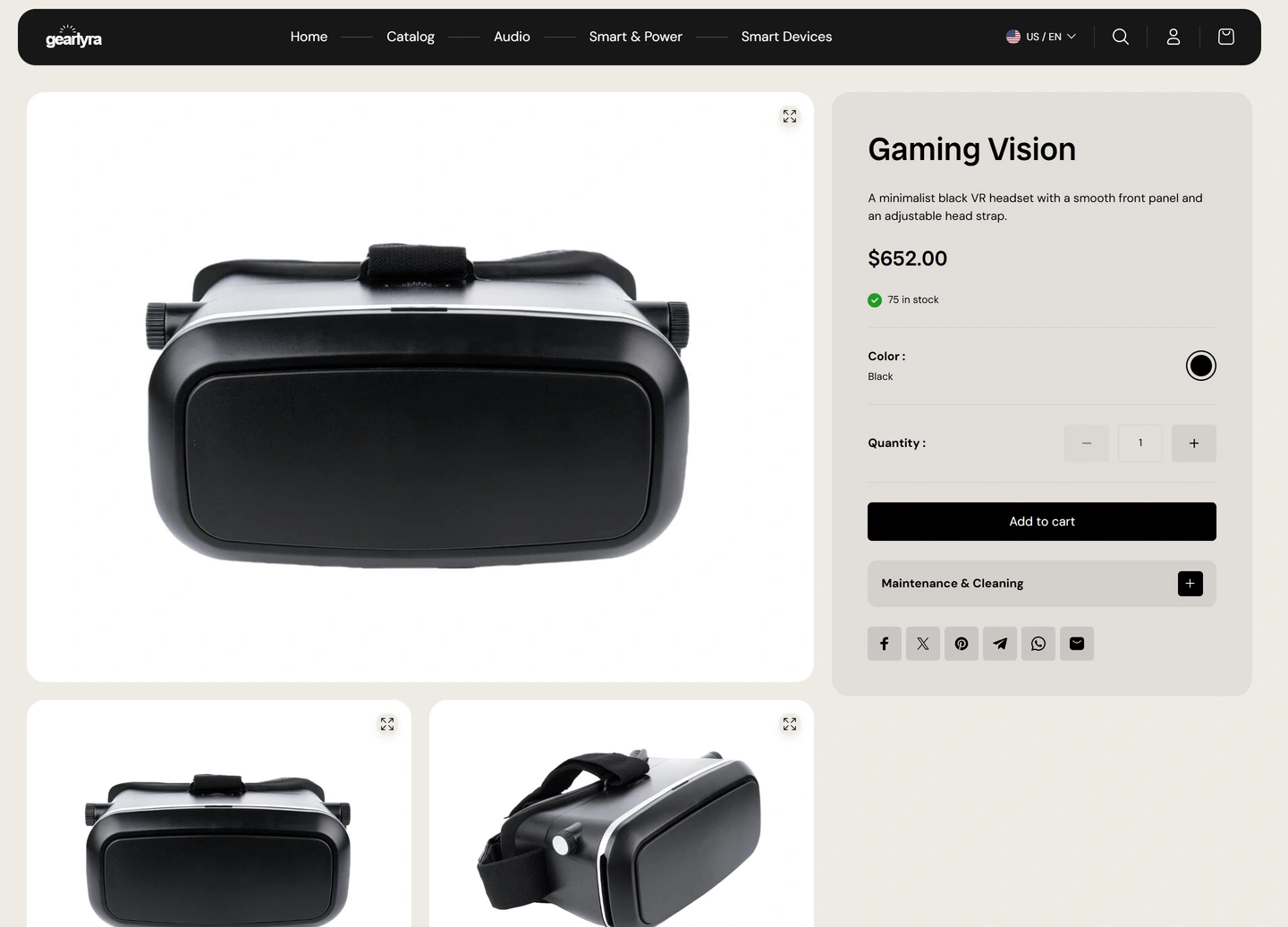 GearLyra ecommerce website — Products / gaming vision