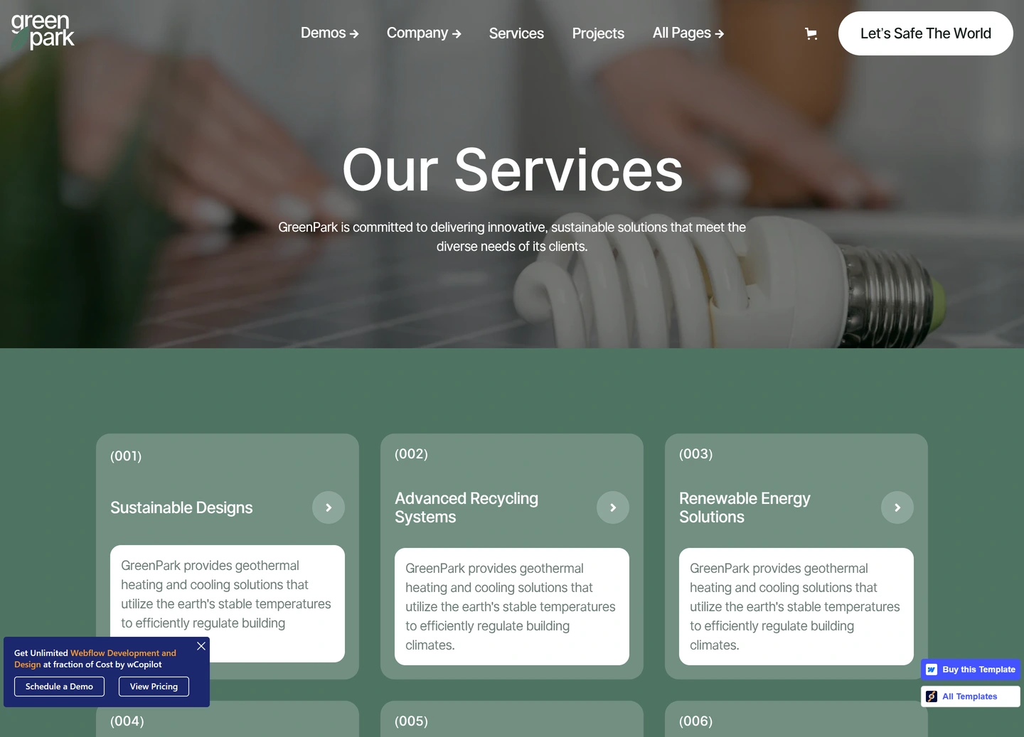 Green Park website design — Services