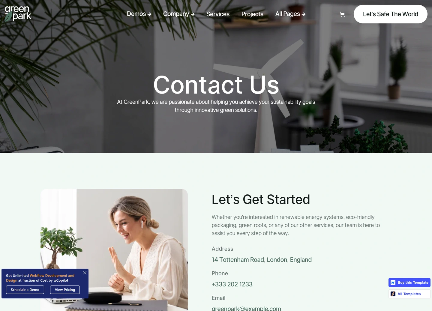 Green Park website design — Contact us