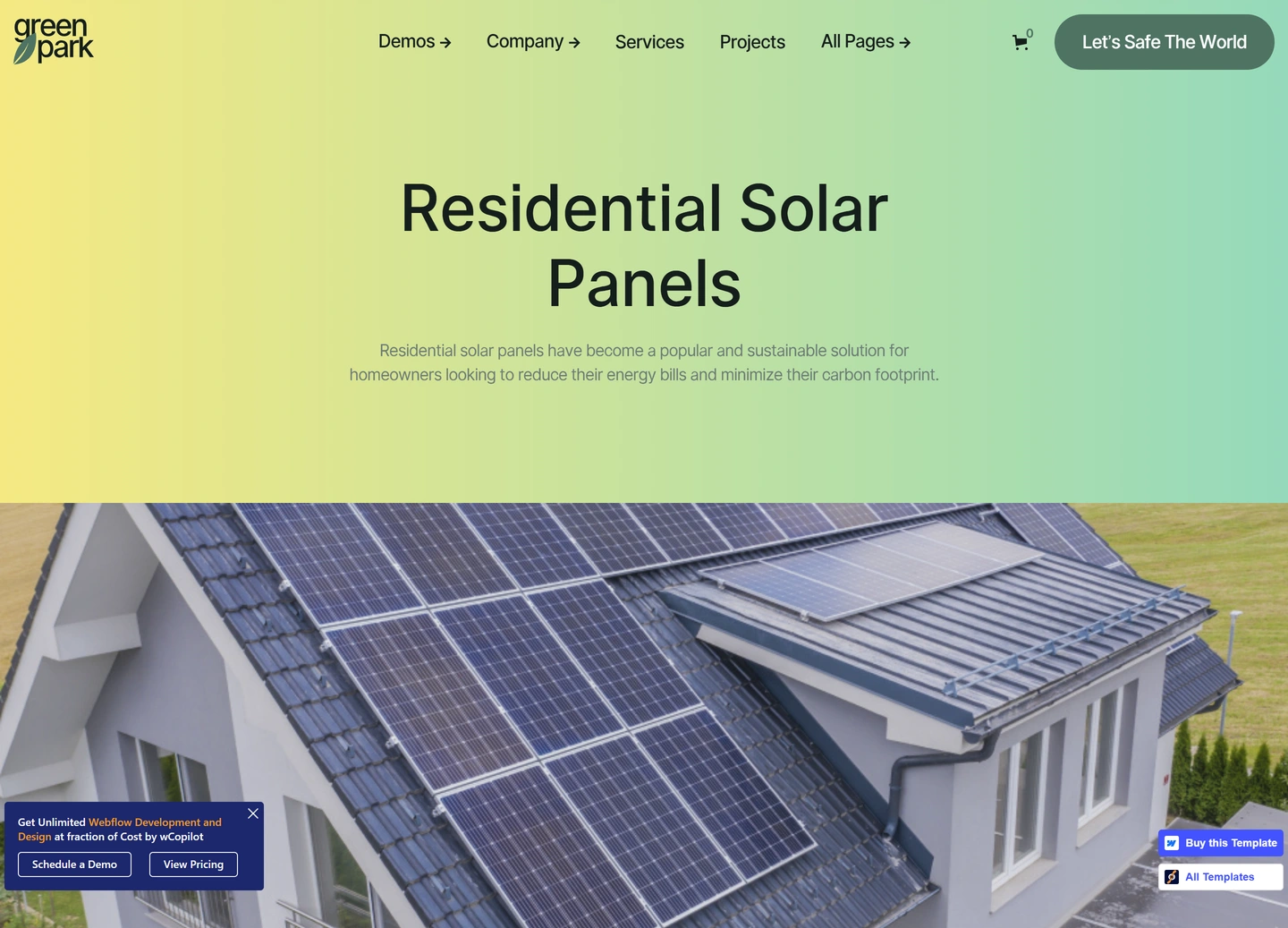 Green Park website design — Projects / residential solar panels