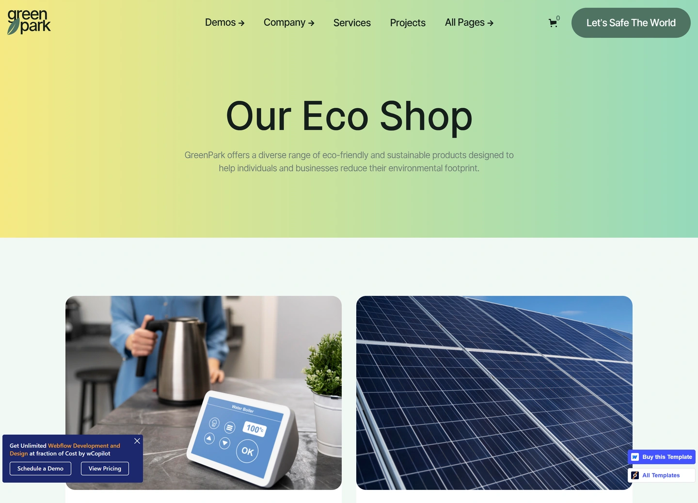 Green Park website design — Shop